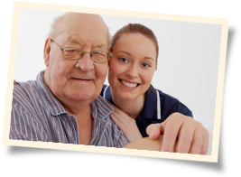 provider of personal care in Tri-Cities sitting with elderly patient